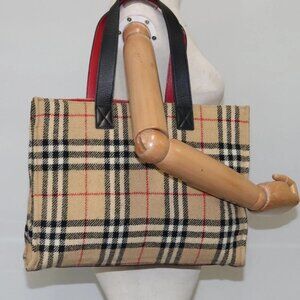 Burberrys Nova Check Hand Bag cotton Beige Auth 101866